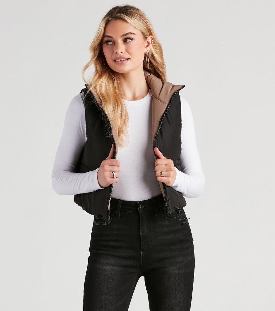 hardware amateur musicus Windsor Stylish Puff Reversible Crop Vest | Connecticut Post Mall