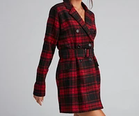 Timeless Chic Plaid Belted Faux Wool Jacket