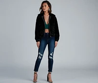 Cuddle Up Faux Fur Bomber Jacket