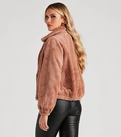 Cuddle Up Faux Fur Bomber Jacket