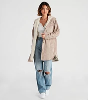 Chill Tale Corduroy Faux Sherpa Shacket