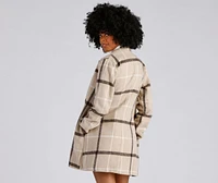 A Polished Vibe Plaid Faux Wool Coat