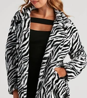 She's A Trendsetter Zebra Faux Fur Coat