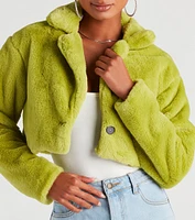 So Fluffy Faux Fur Crop Blazer