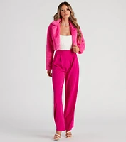 So Fluffy Faux Fur Crop Blazer