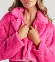 So Fluffy Faux Fur Crop Blazer