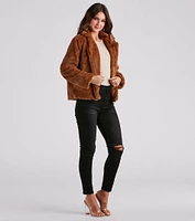 Cozy Diva Faux Fur Collar Jacket