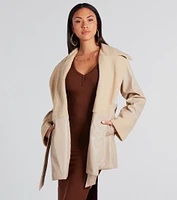Can't Wait Faux Sherpa Leather Trench Coat
