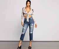 Miss Extra Mesh Tie Front Top