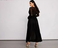 Pleated Long Sleeve Mesh Duster