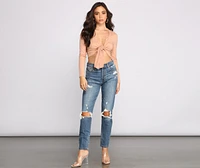 Falling For Basics Tie-Front Top