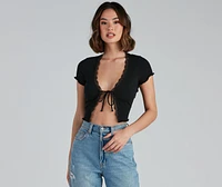 Feelin' Cute Tie-Front Crop Top