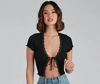 Feelin' Cute Tie-Front Crop Top