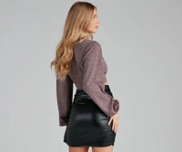 Go For The Glow Tie Front Top