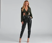 Collared Fun Tie Front Top