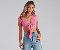 Casual And Trendy Tie-Front Top