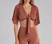Flirty Flowy Sleeve Tie-Front Top