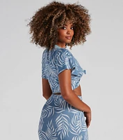Island Ready Printed Tie-Front Top