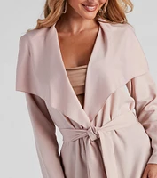 Business Crepe Tie-Waist Duster