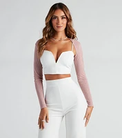 Glitter Mesh Knit Bolero