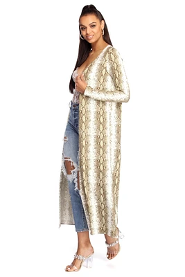 Brushed Knit Snakeskin Duster