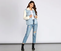 Sherpa Sleeve Denim Jacket