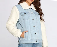 Sherpa Sleeve Denim Jacket