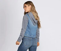 Casual And Classic Denim Hoodie Jacket
