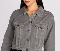Distressed Crop Denim Jacket