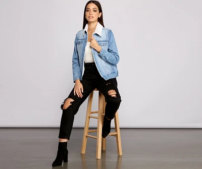Cozy Cutie Sherpa Knit Denim Jacket