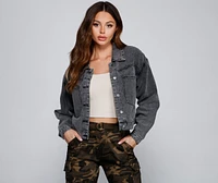 Trendy Moment Oversized Cropped Denim Jacket