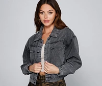 Trendy Moment Oversized Cropped Denim Jacket