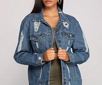 Edgy Everyday Destructed Denim Jacket