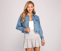 Cinched And Chic Cropped Denim Jacket