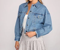 Cinched And Chic Cropped Denim Jacket