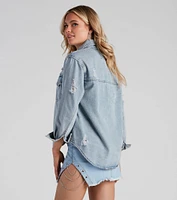 Never Gets Old Denim Distressed Shacket