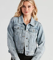 Casual Glam Rhinestone Denim Jacket