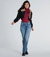 Layer On The Cozy Vibes Faux Sherpa Denim Jacket