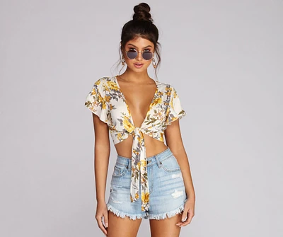 Floral Queen Tie Front Top