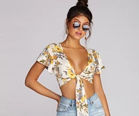 Floral Queen Tie Front Top