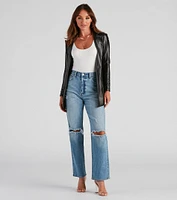Classic Faux Leather Blazer