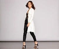 Feminine Flare Zip Up Trench Coat