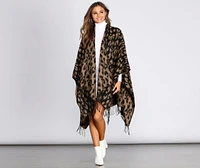 On The Spot Leopard Print Poncho