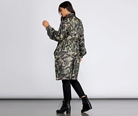 Long Line Camo Anorak Windbreaker