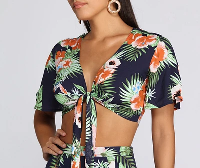 Coastal Vibes Tie Front Top