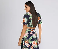 Coastal Vibes Tie Front Top