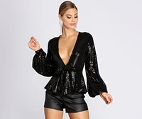 Nights Like This Sequin Peplum Jacket
