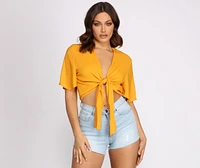 Go With The Flow Tie Front Top