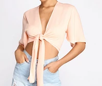 Go With The Flow Tie Front Top