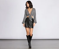 Leopard Print Tie Front Blouse